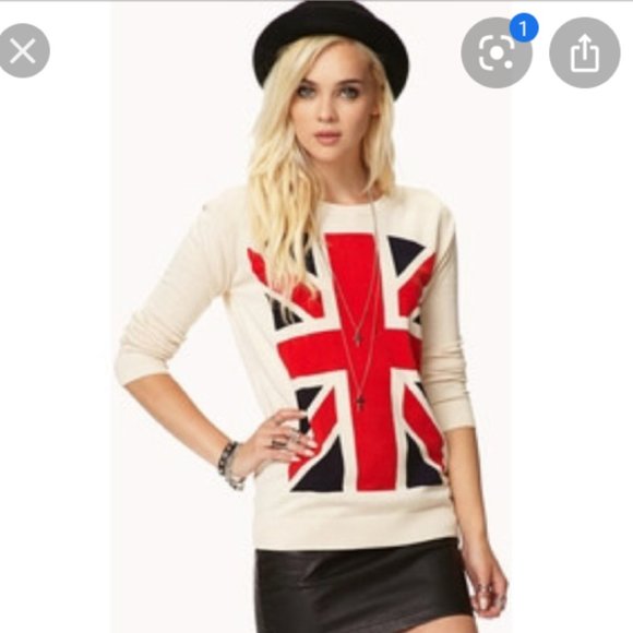 NWOT Forever 21 Union Jack Sweater - Picture 4 of 4
